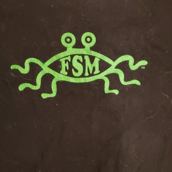 FSM Flying Spaghetti Monster Graphic Tee T-Shirt Black Cotton Pastafarian Medium - Picture 3 of 6